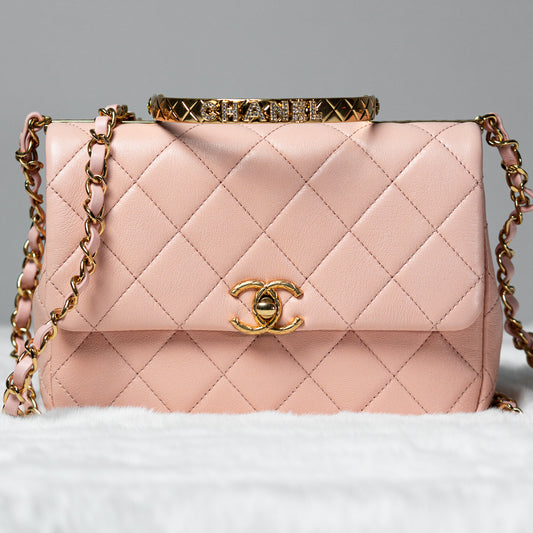 Chanel 24C mini Flapbag with Handle Light Pink